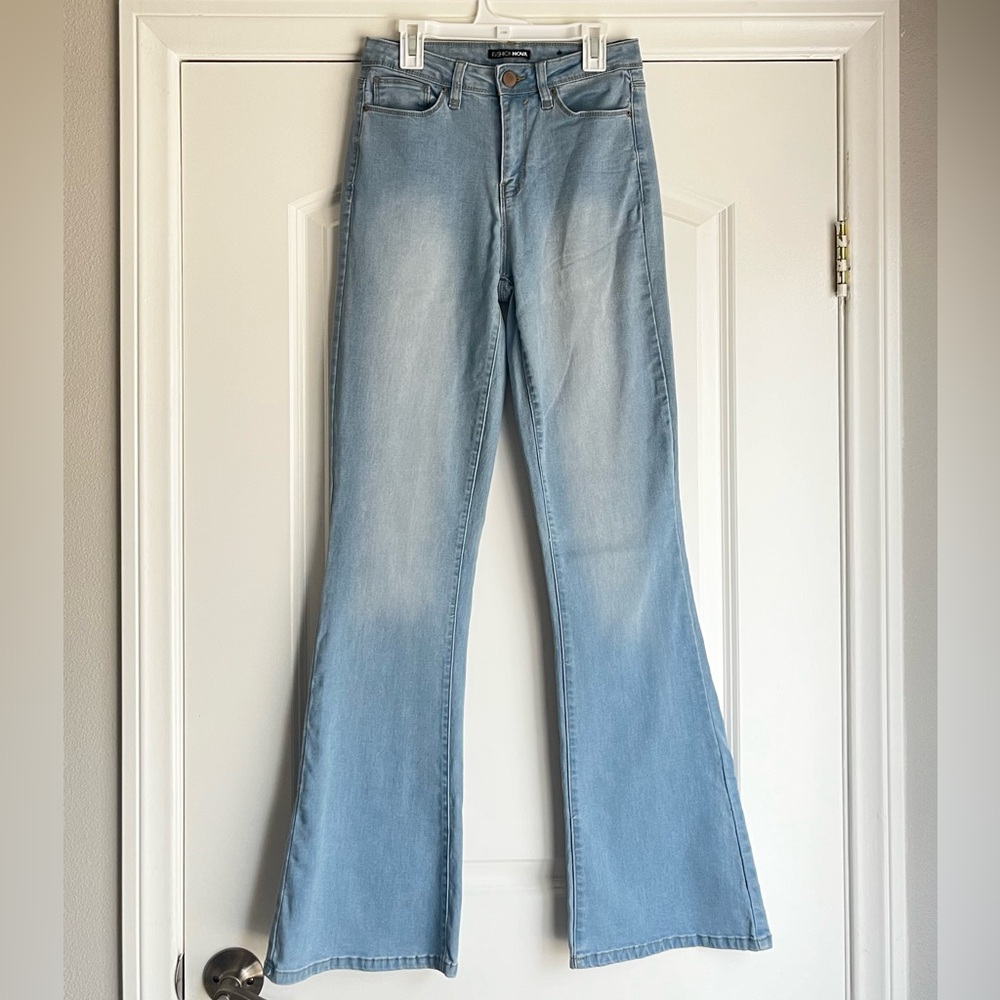 Fashion Nova Light Wash High Rise Flared Jeans